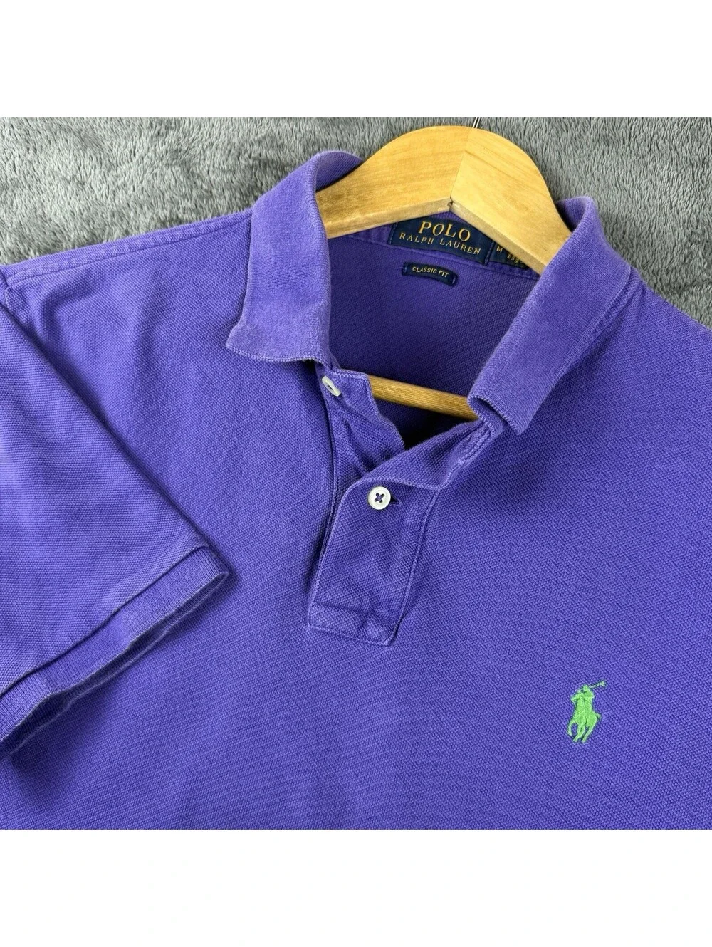 Polo Ralph Lauren Polo Shirt Purple Green Pony MenM Classic Fit Preppy Old Money